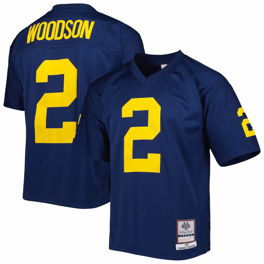 Men's Mitchell & Ness Charles Woodson Navy Michigan Wolverines Authentic Jersey - ujerseystore