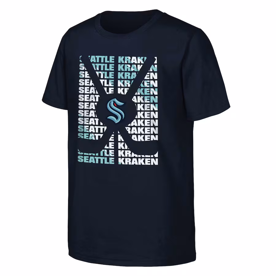 Youth Seattle Kraken Deep Sea Blue Box T-Shirt - ujerseystore
