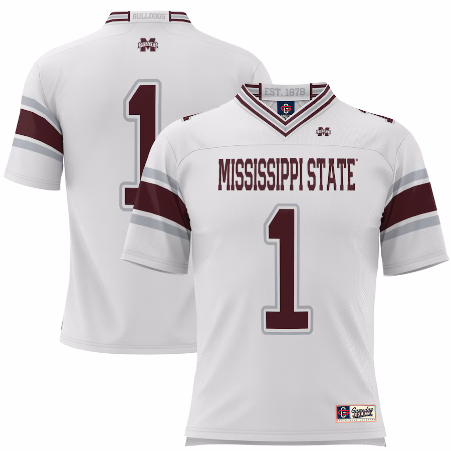 #1 Mississippi State Bulldogs GameDay Greats Youth Football Jersey - White - ujerseystore