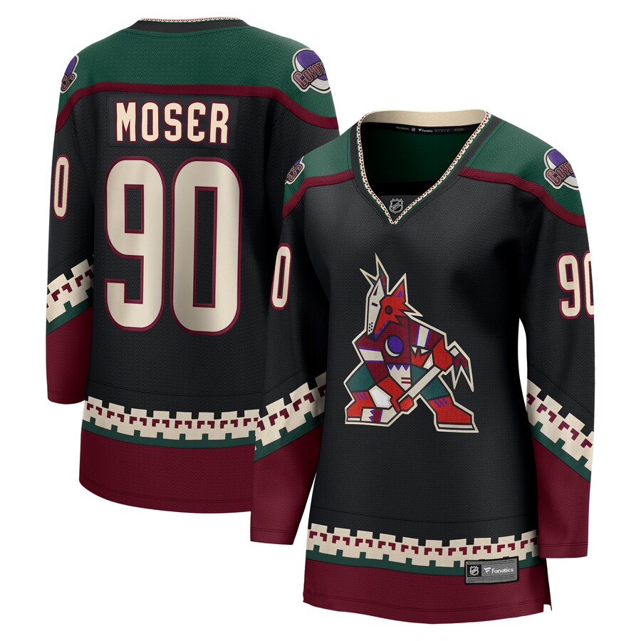 Women's Arizona Coyotes J.J. Moser Fanatics Branded Black Home Breakaway Player Jersey - ujerseystore