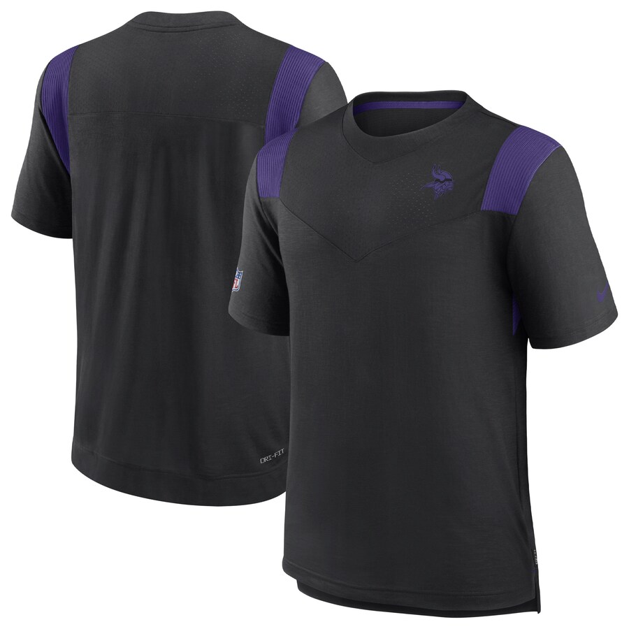 Men's Minnesota Vikings Nike Black Sideline Tonal Logo Performance Player T-Shirt - ujerseystore