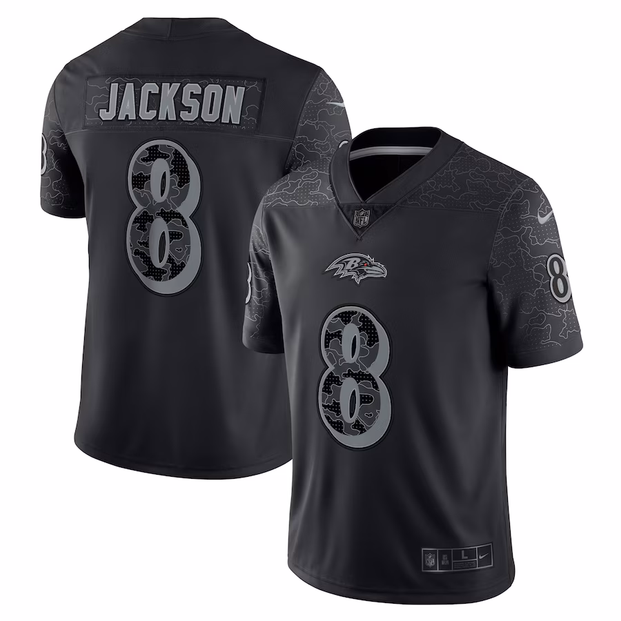 Men's Baltimore Ravens Lamar Jackson Nike Black RFLCTV Limited Jersey - ujerseystore