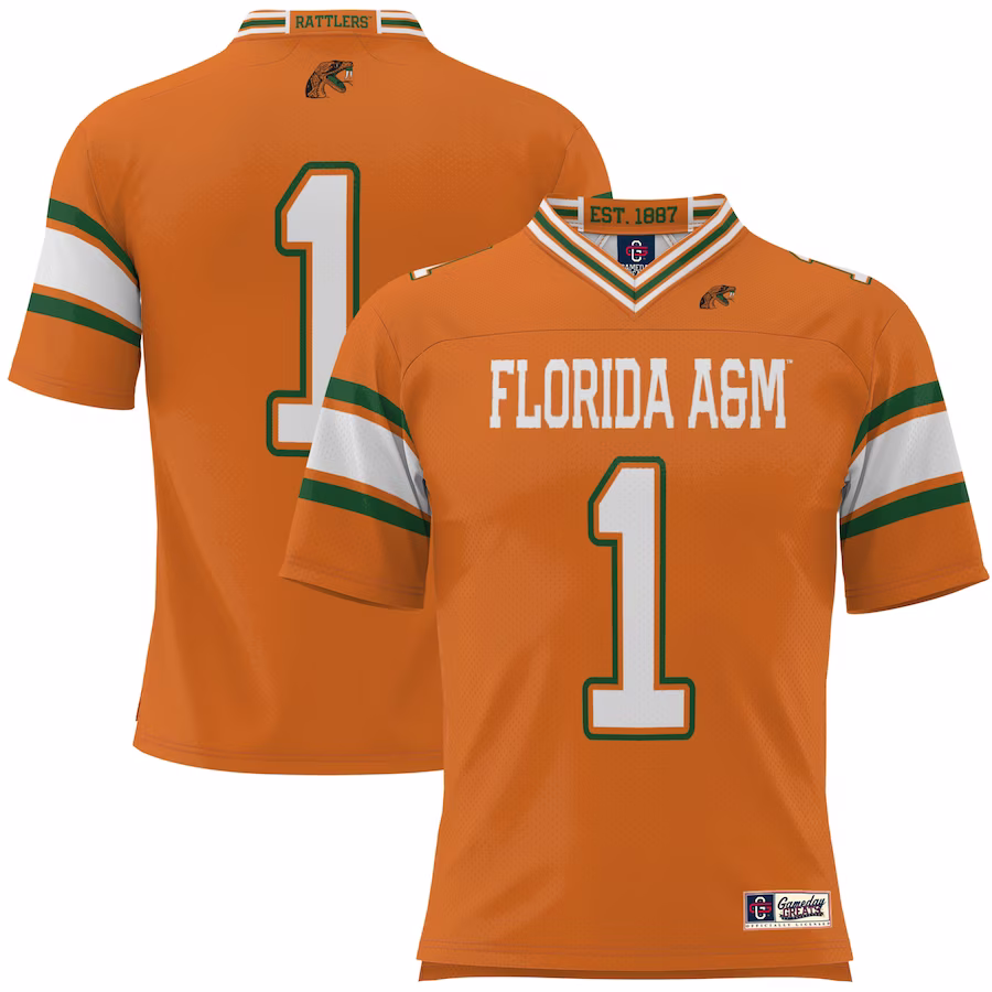 #1 Florida A&M Rattlers GameDay Greats Football Jersey - Orange - ujerseystore
