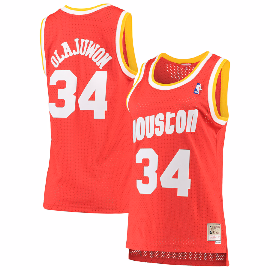 Women's Houston Rockets Hakeem Olajuwon Mitchell & Ness Red 1993/94 Hardwood Classics Swingman Jersey - ujerseystore