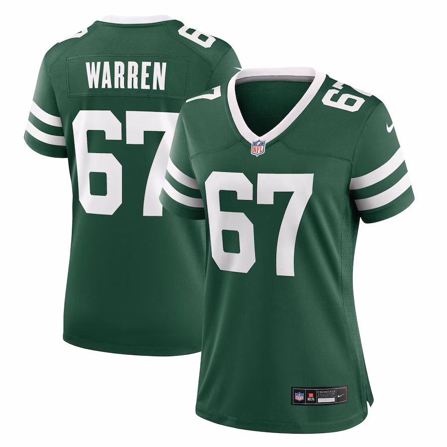 Women's New York Jets Carter Warren Nike Legacy Green Team Game Jersey - ujerseystore