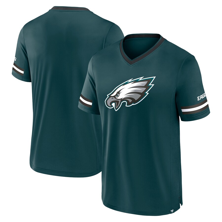 Men's Philadelphia Eagles Fanatics Midnight Green Stripe Stacking T-Shirt - ujerseystore