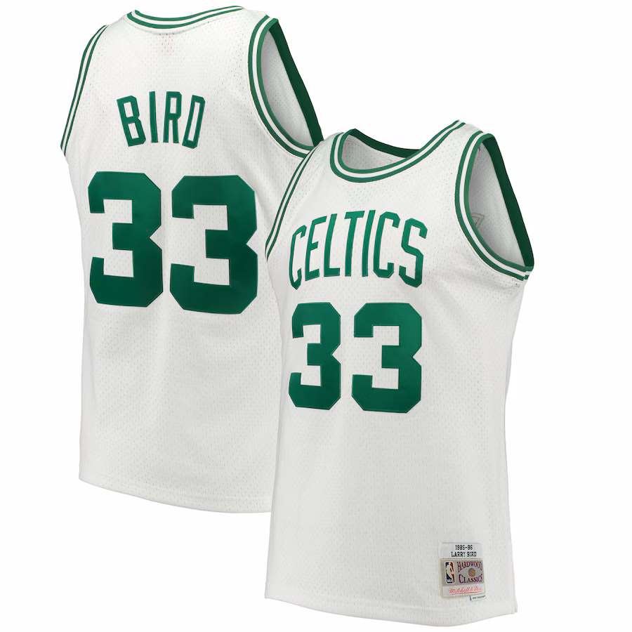 Men's Boston Celtics Larry Bird Mitchell & Ness White Hardwood Classics 1985/86 Swingman Jersey - ujerseystore