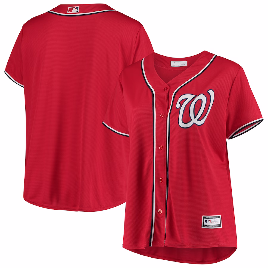 Women's Washington Nationals Red Plus Size Alternate Replica Team Jersey - ujerseystore