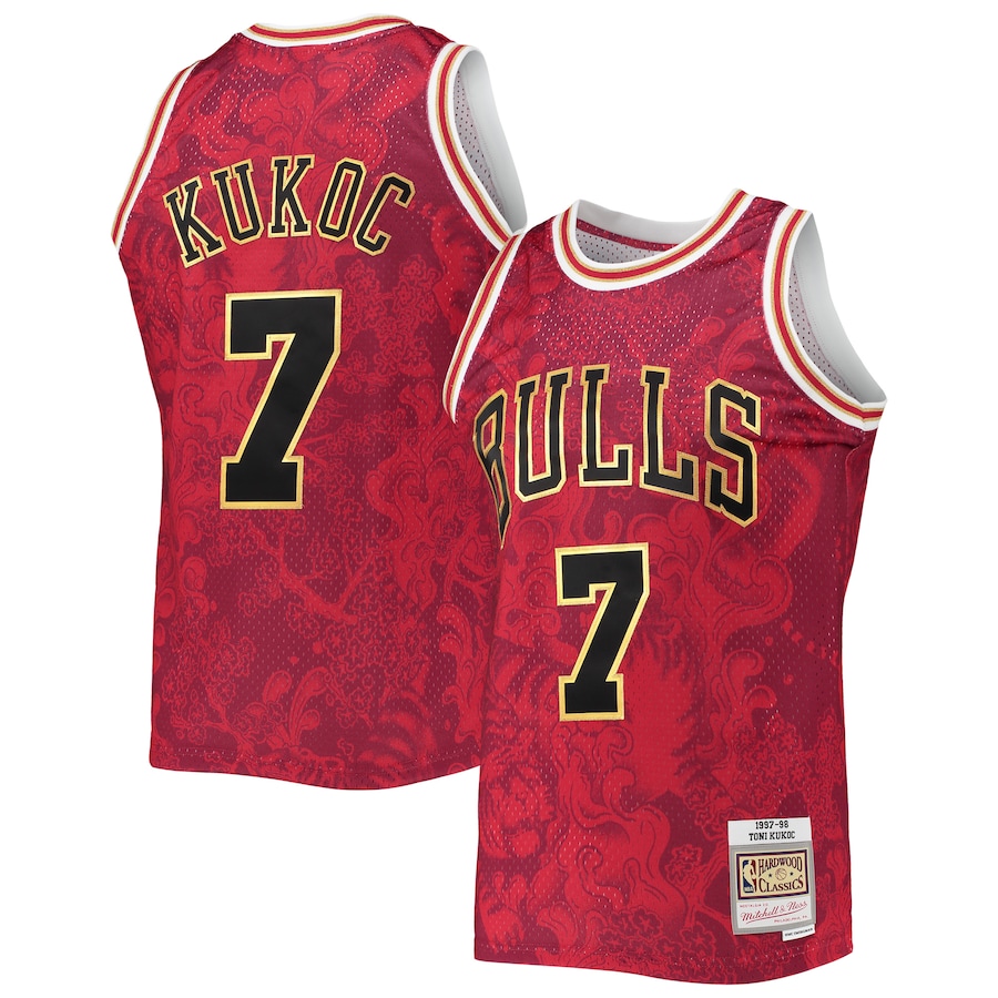 Men's Chicago Bulls Toni Kukoc Mitchell & Ness Red Hardwood Classics 1997/98 Lunar New Year Swingman Jersey - ujerseystore