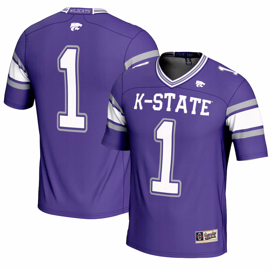 Youth GameDay Greats #1 Purple Kansas State Wildcats Endzone Football Jersey - ujerseystore