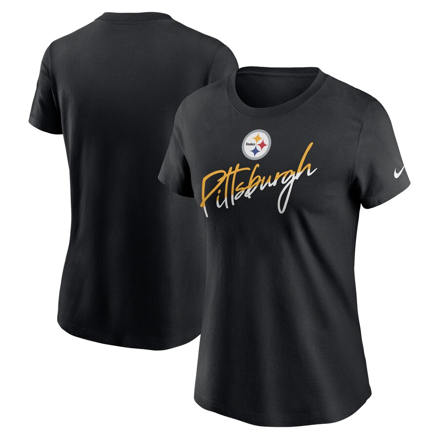 Women's Pittsburgh Steelers Nike Black Team City Roll T-Shirt - ujerseystore