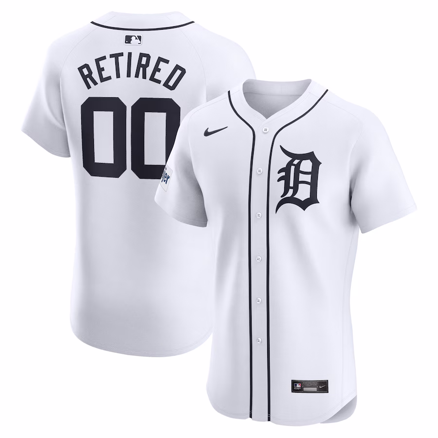 Men's Detroit Tigers Nike White Home Elite Pick-A-Player Retired Roster Patch Jersey - ujerseystore