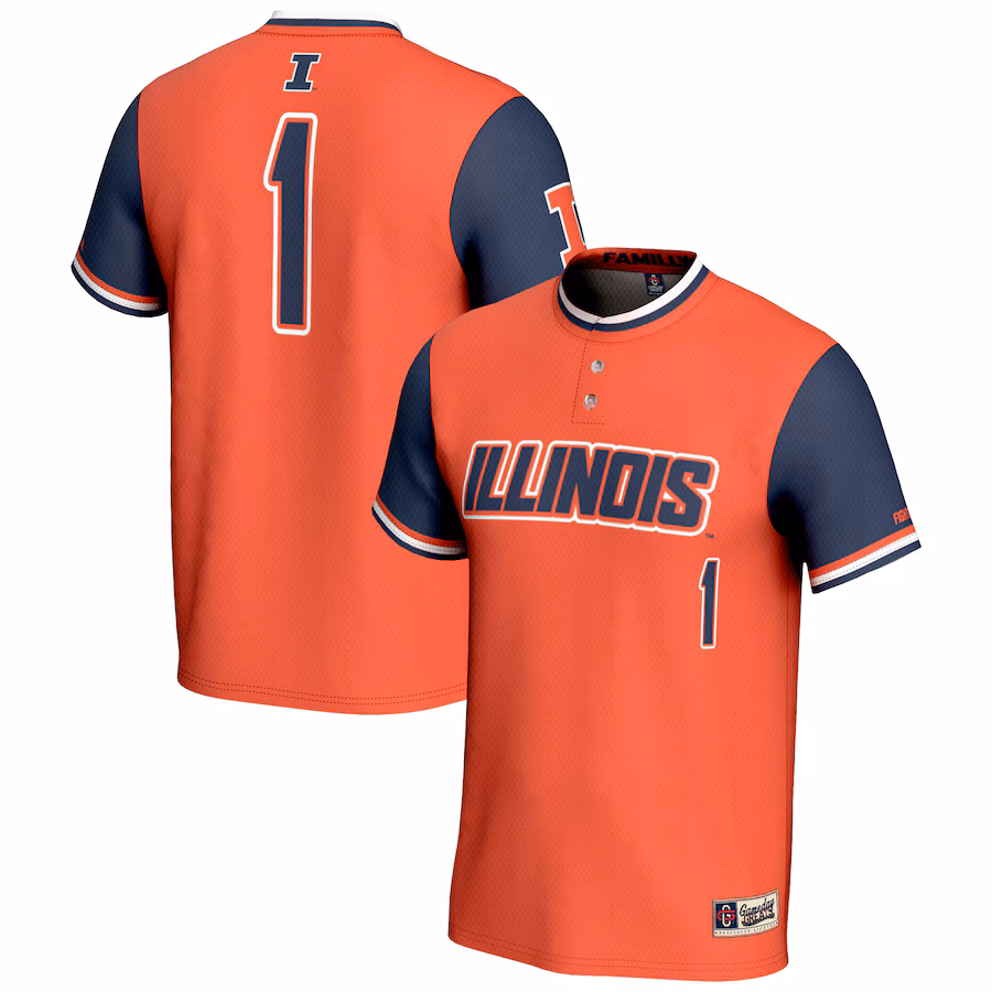 Unisex GameDay Greats #1 Orange Illinois Fighting Illini Lightweight Softball Jersey - ujerseystore