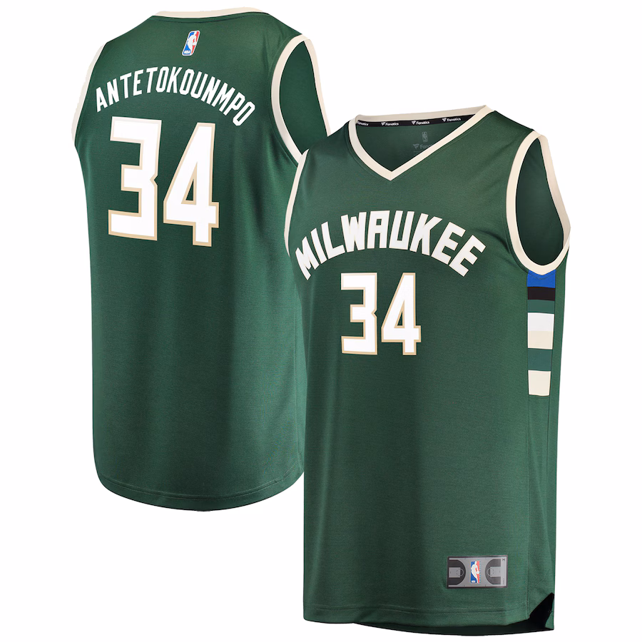 Youth Milwaukee Bucks Giannis Antetokounmpo Fanatics Hunter Green Fast Break Replica Jersey - Icon Edition - ujerseystore