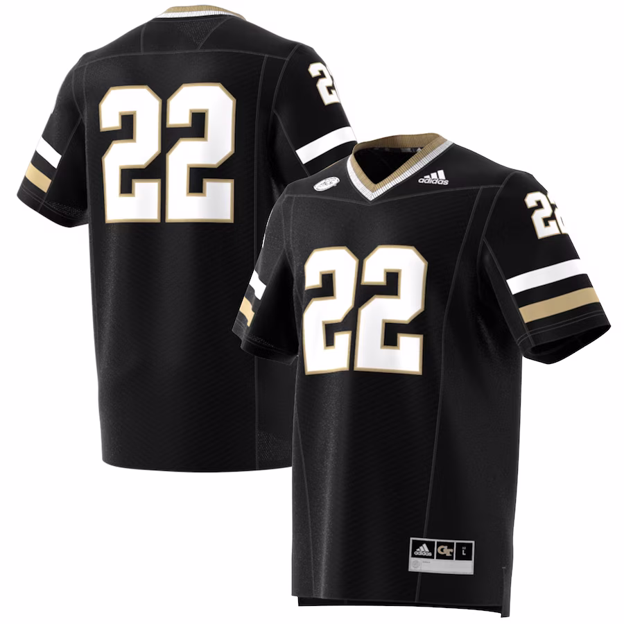 #22 Georgia Tech Yellow Jackets adidas Premier Strategy Jersey - Black - ujerseystore