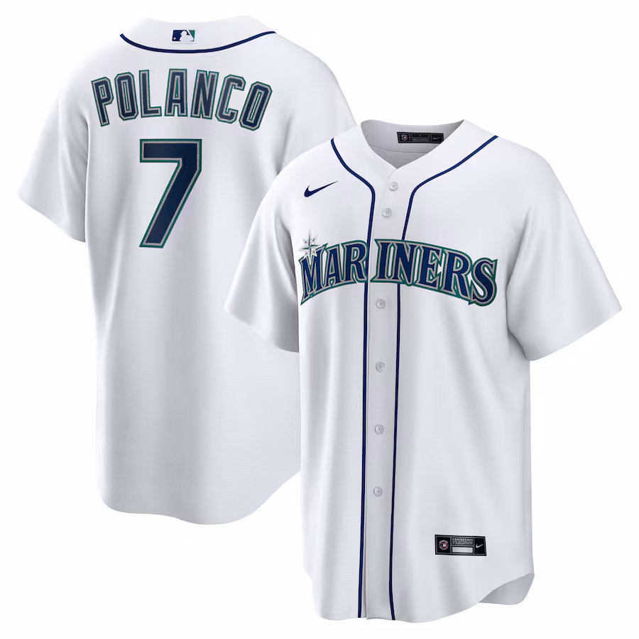 Men's Seattle Mariners Jorge Polanco Nike White Home Replica Jersey - ujerseystore