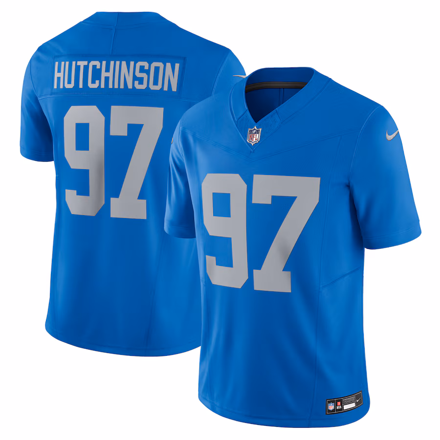 Men's Detroit Lions Aidan Hutchinson Nike Blue Vapor F.U.S.E. Alternate Limited Jersey - ujerseystore