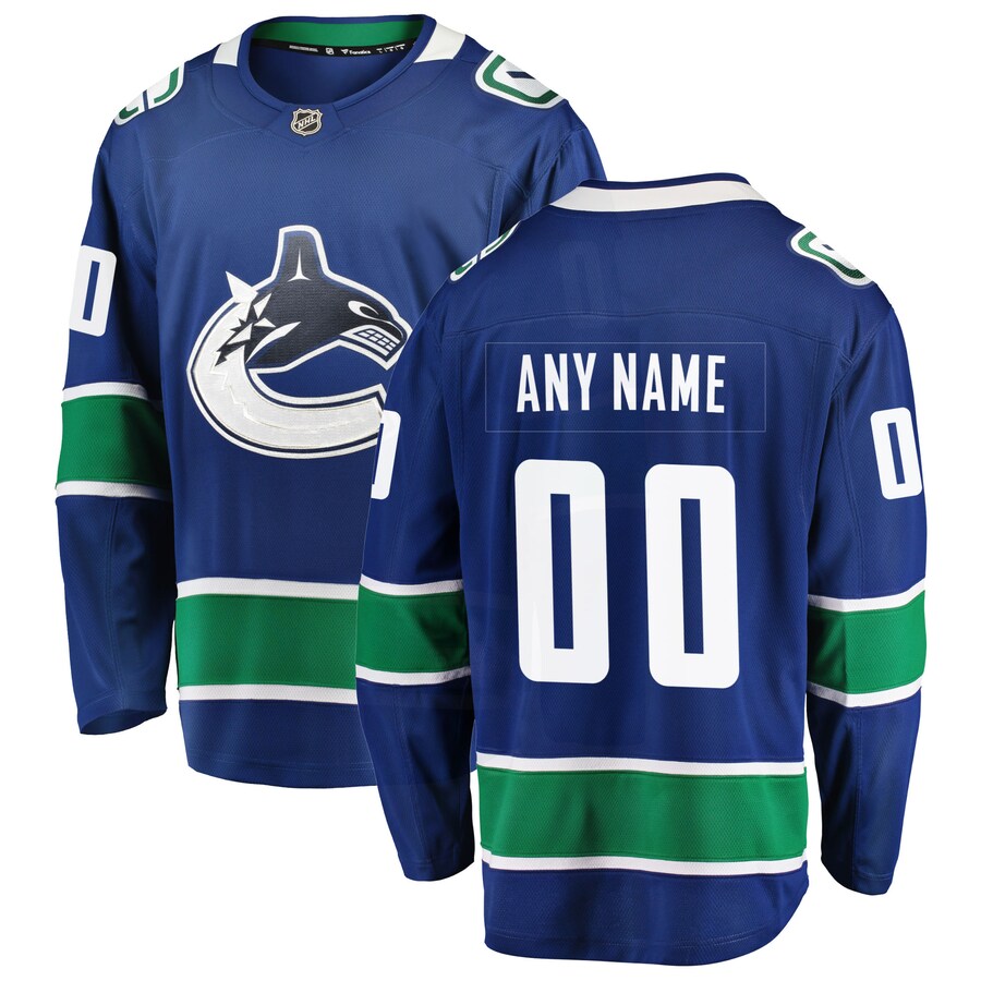 Men's Vancouver Canucks Fanatics Branded Blue Home Team Breakaway Custom Jersey - ujerseystore