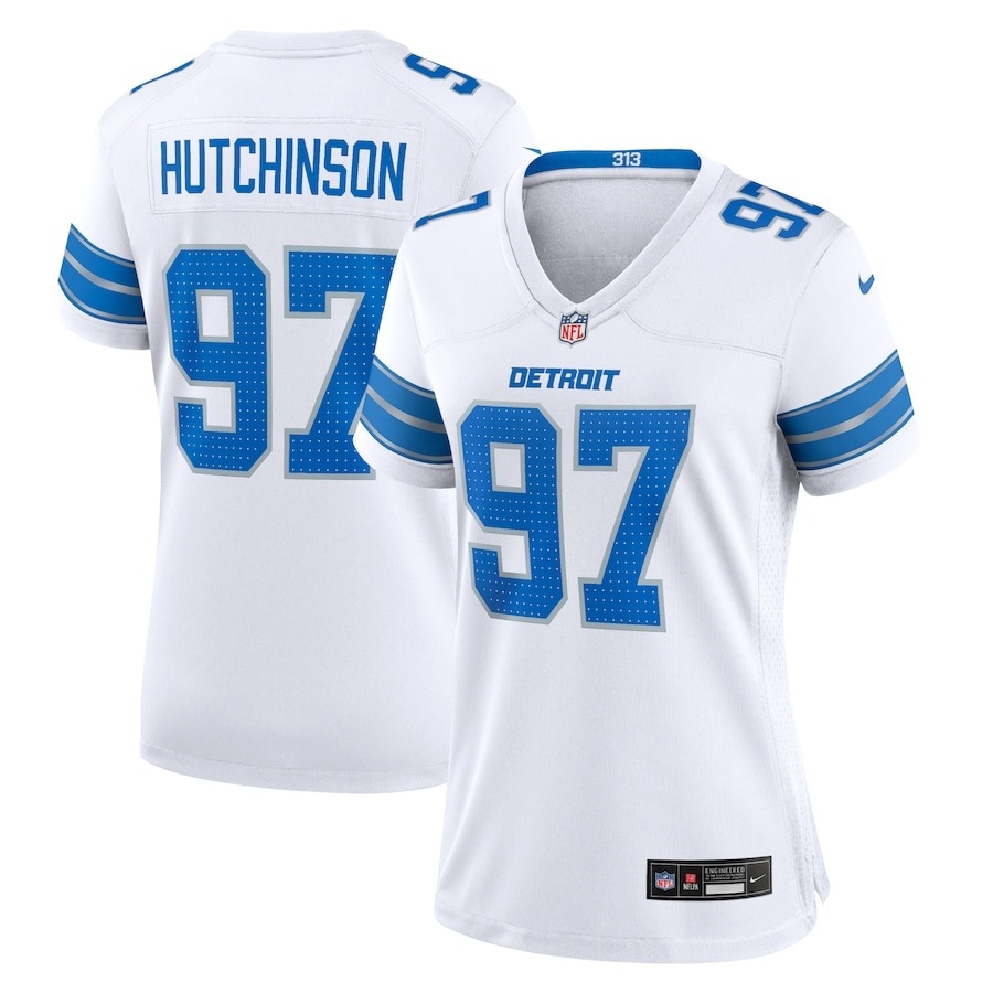 Women's Detroit Lions Aidan Hutchinson Nike White Game Jersey - ujerseystore