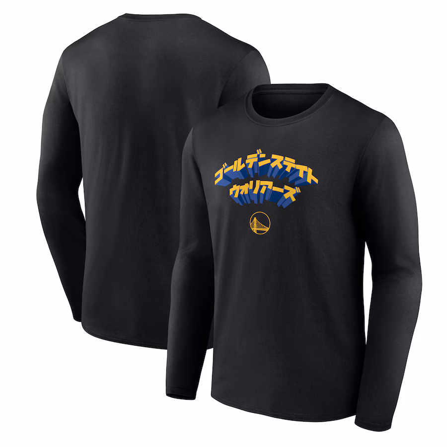 Men's Golden State Warriors  Black Japanese Heritage Long Sleeve T-Shirt - ujerseystore