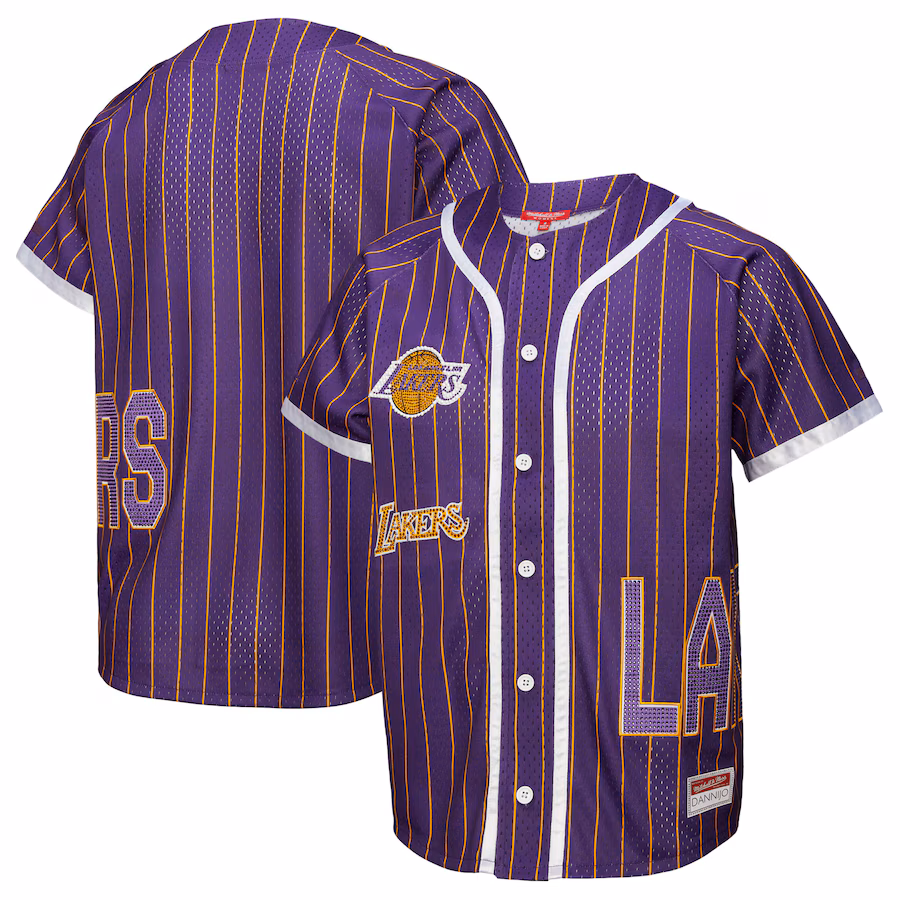 Women's Los Angeles Lakers Mitchell & Ness x DANNIJO Purple Fashion Baseball Jersey - ujerseystore