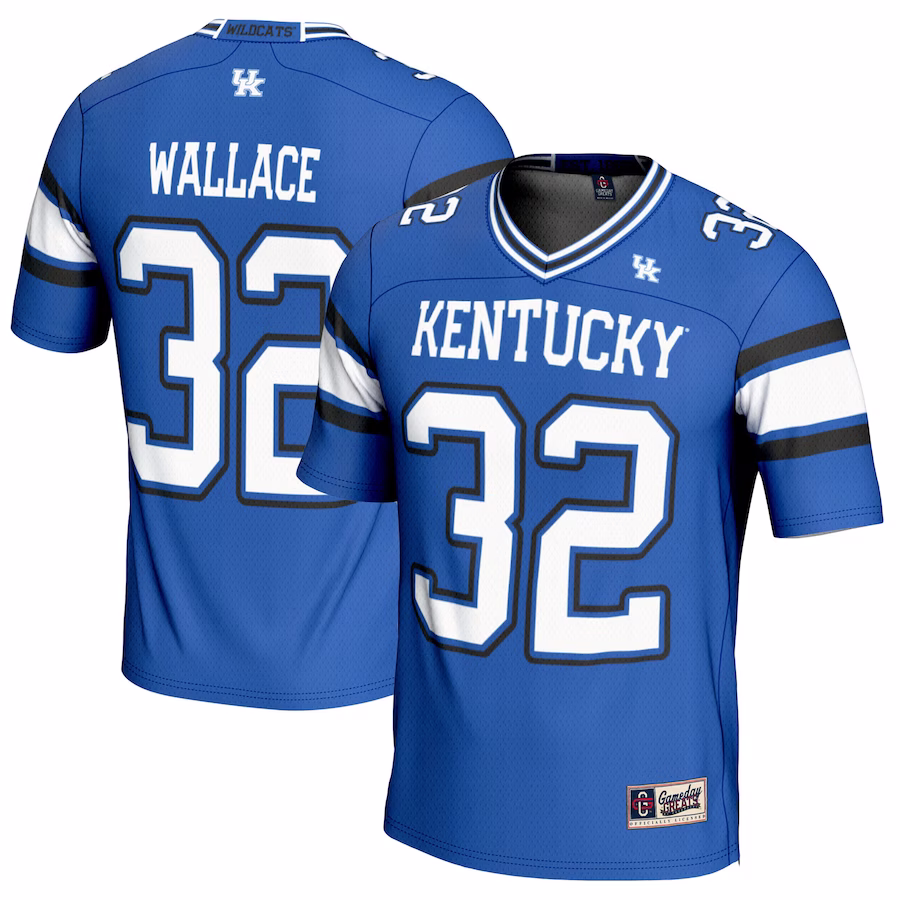 Trevin Wallace Kentucky Wildcats GameDay Greats NIL Player Football Jersey - Royal - ujerseystore