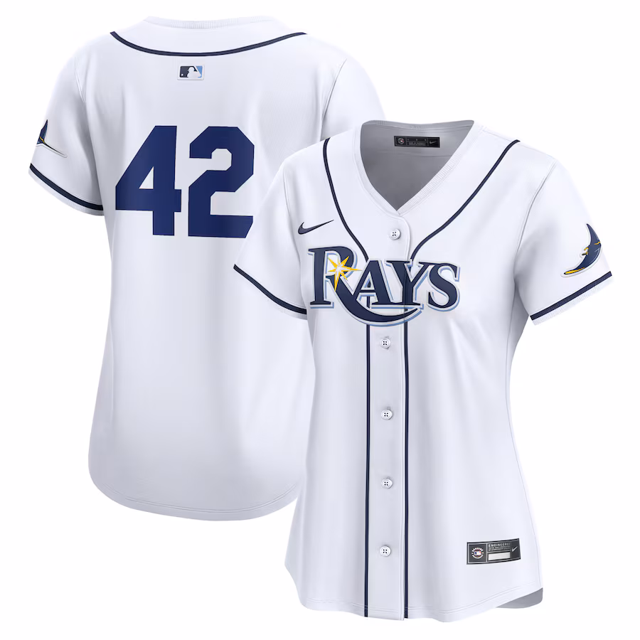 Women's Tampa Bay Rays  Nike White 2024 Jackie Robinson Day Home Limited Jersey - ujerseystore