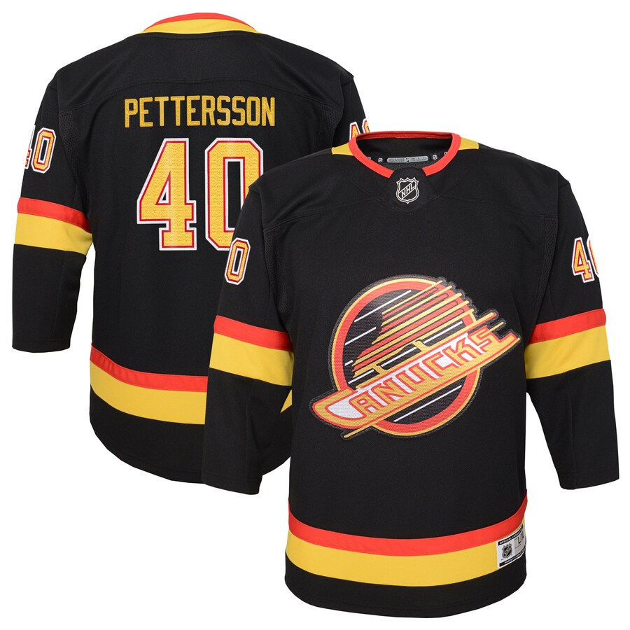 Youth Vancouver Canucks Elias Pettersson Black 2019/20 Flying Skate Premier Player Jersey - ujerseystore