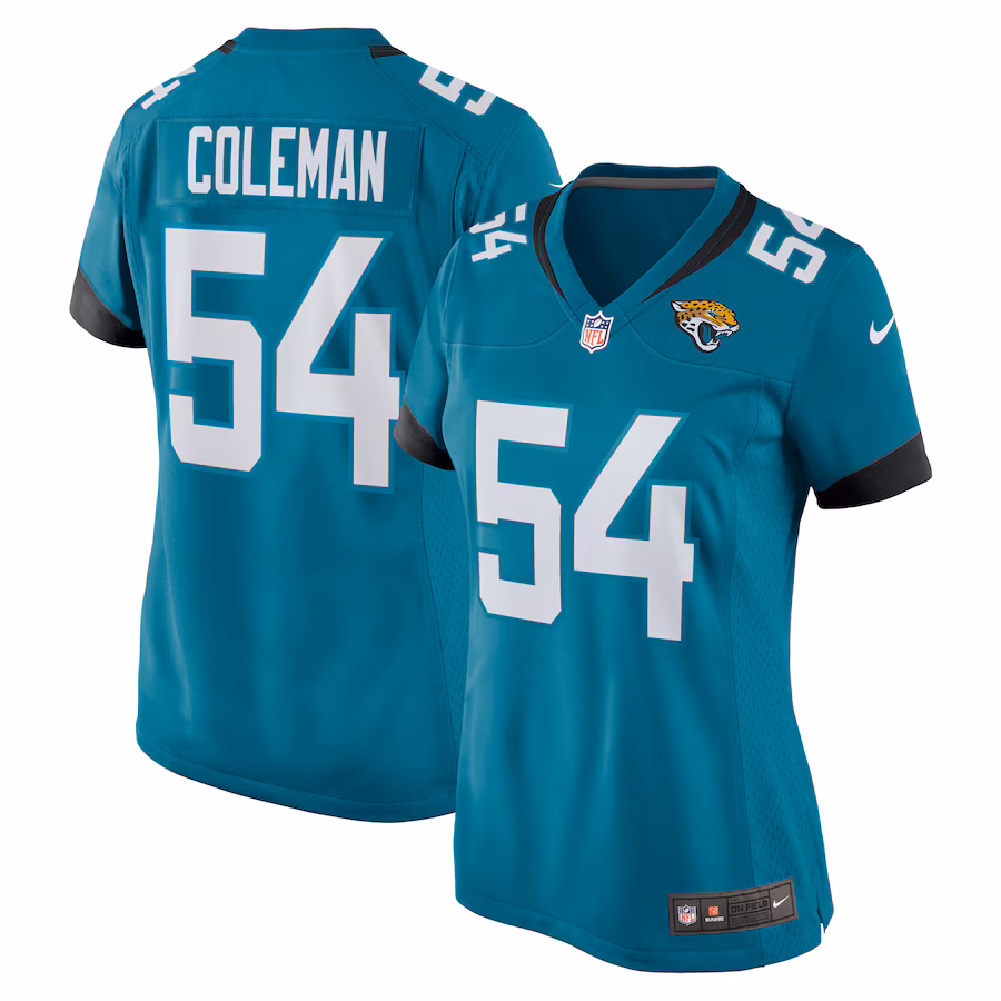 Women's Jacksonville Jaguars DJ Coleman Nike  Teal  Game Jersey - ujerseystore