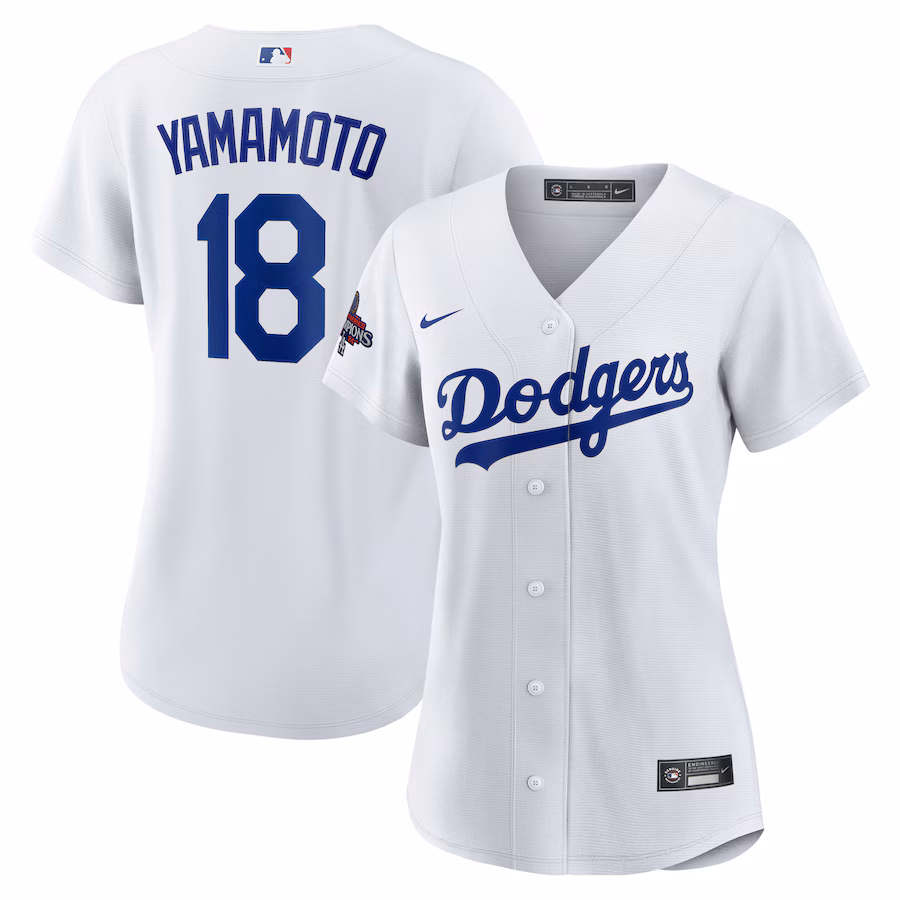 Women's Los Angeles Dodgers Yoshinobu Yamamoto Nike White 2024 World Series Champions Home Replica Player Jersey - ujerseystore