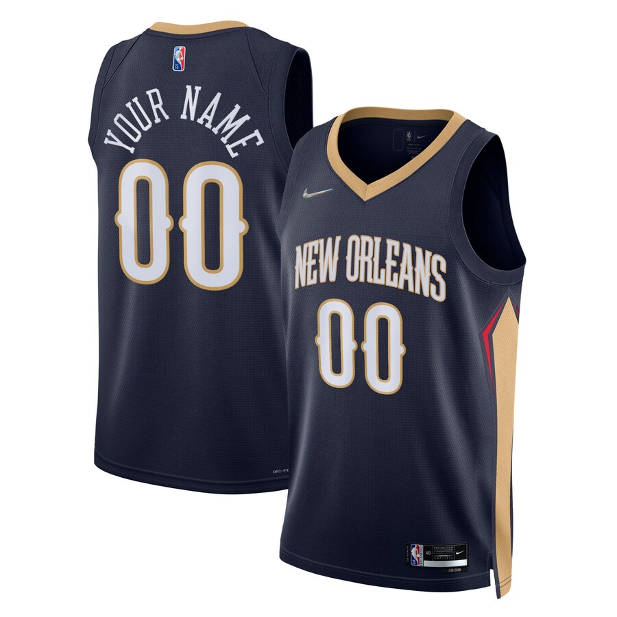 Men's New Orleans Pelicans Nike Navy 2021/22 Diamond Swingman Custom Jersey - Icon Edition - ujerseystore