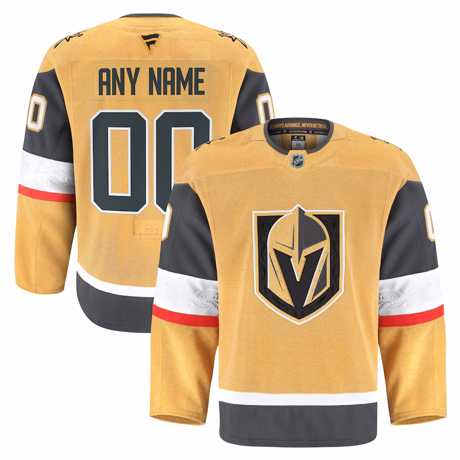 Men's Vegas Golden Knights Fanatics Gold Home Authentic Pro Custom Jersey - ujerseystore