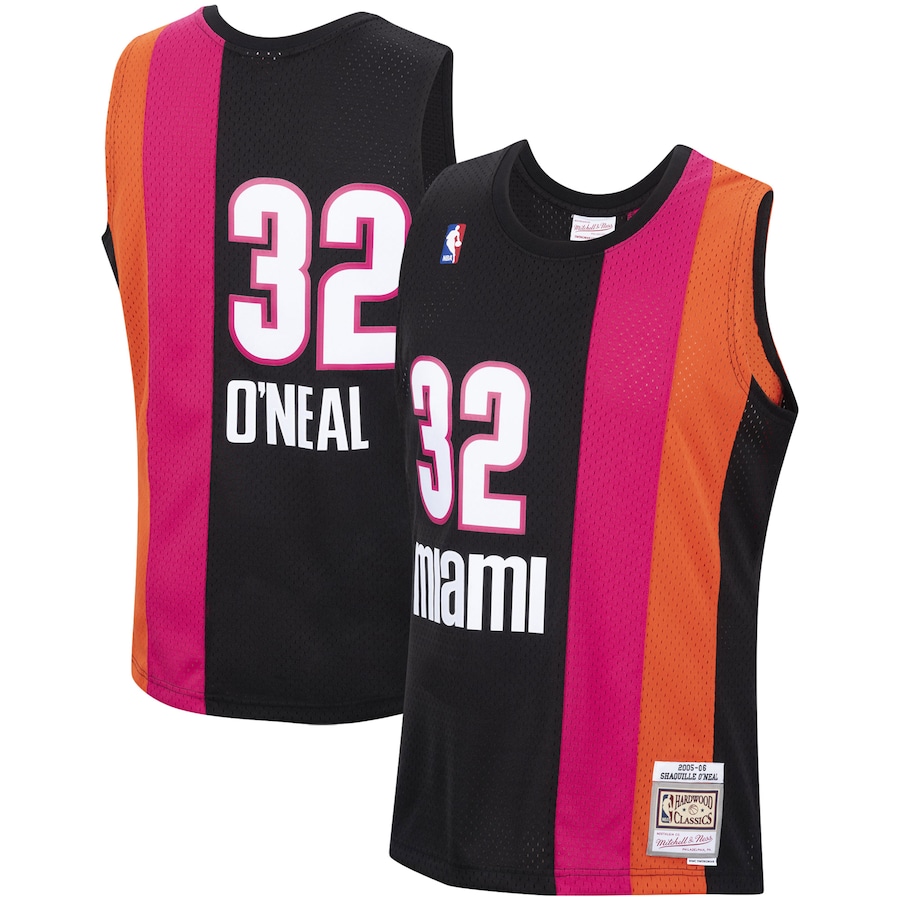 Men's Miami Heat Shaquille O'Neal Mitchell & Ness Black 2005/06 Hardwood Classics Swingman Jersey - ujerseystore