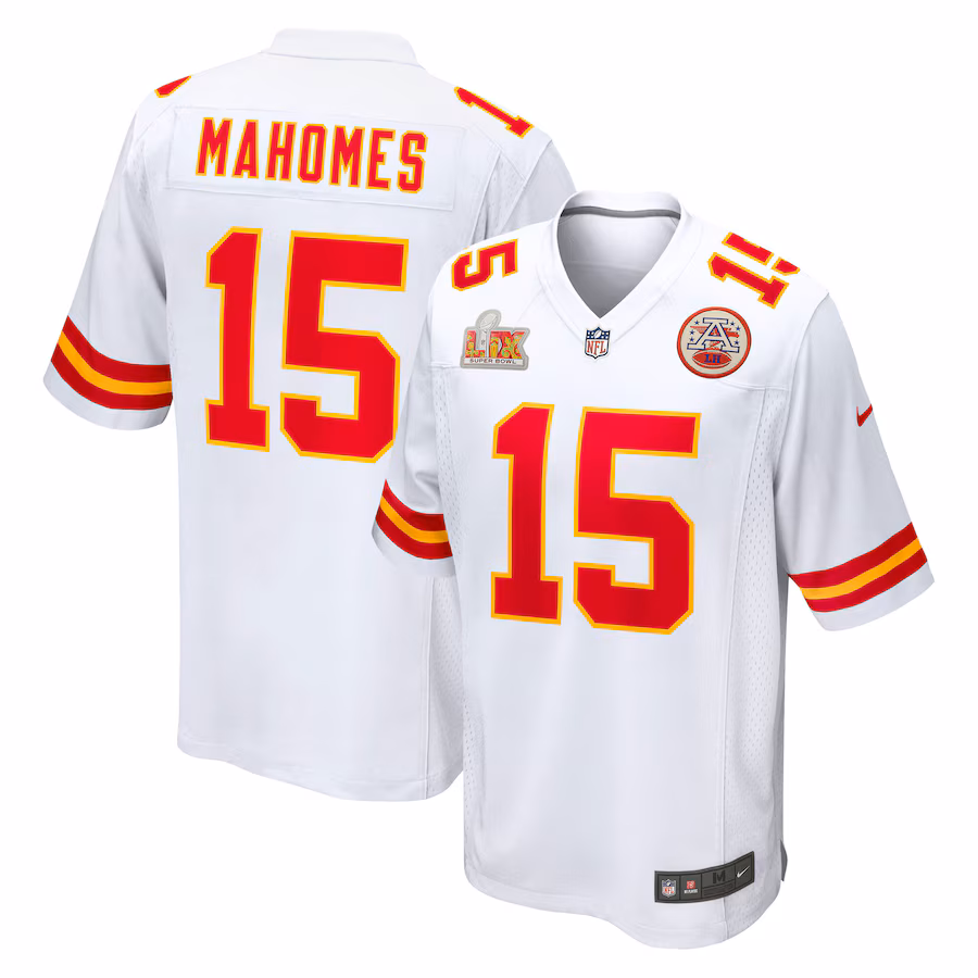 Men's Kansas City Chiefs Patrick Mahomes Nike White Super Bowl LIX Game Jersey - ujerseystore