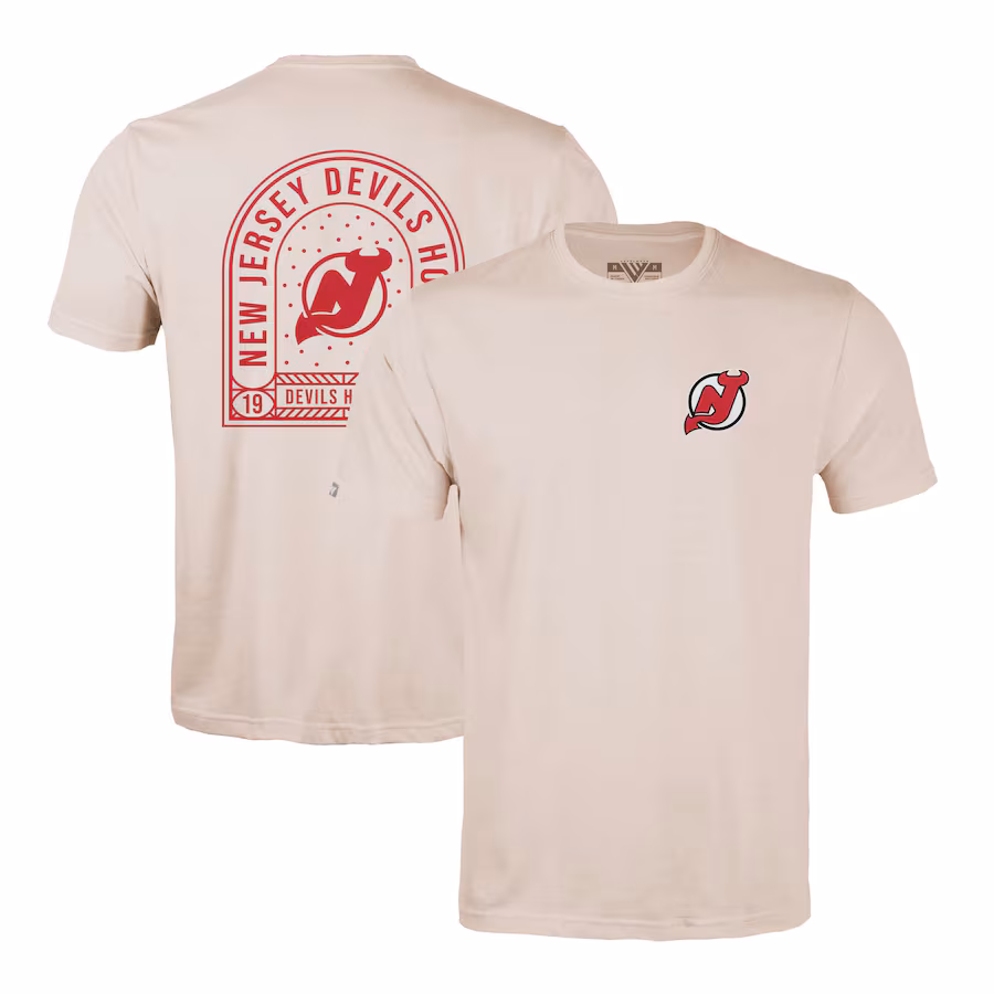 Men's New Jersey Devils Levelwear Khaki Richmond Stained Glass T-Shirt - ujerseystore