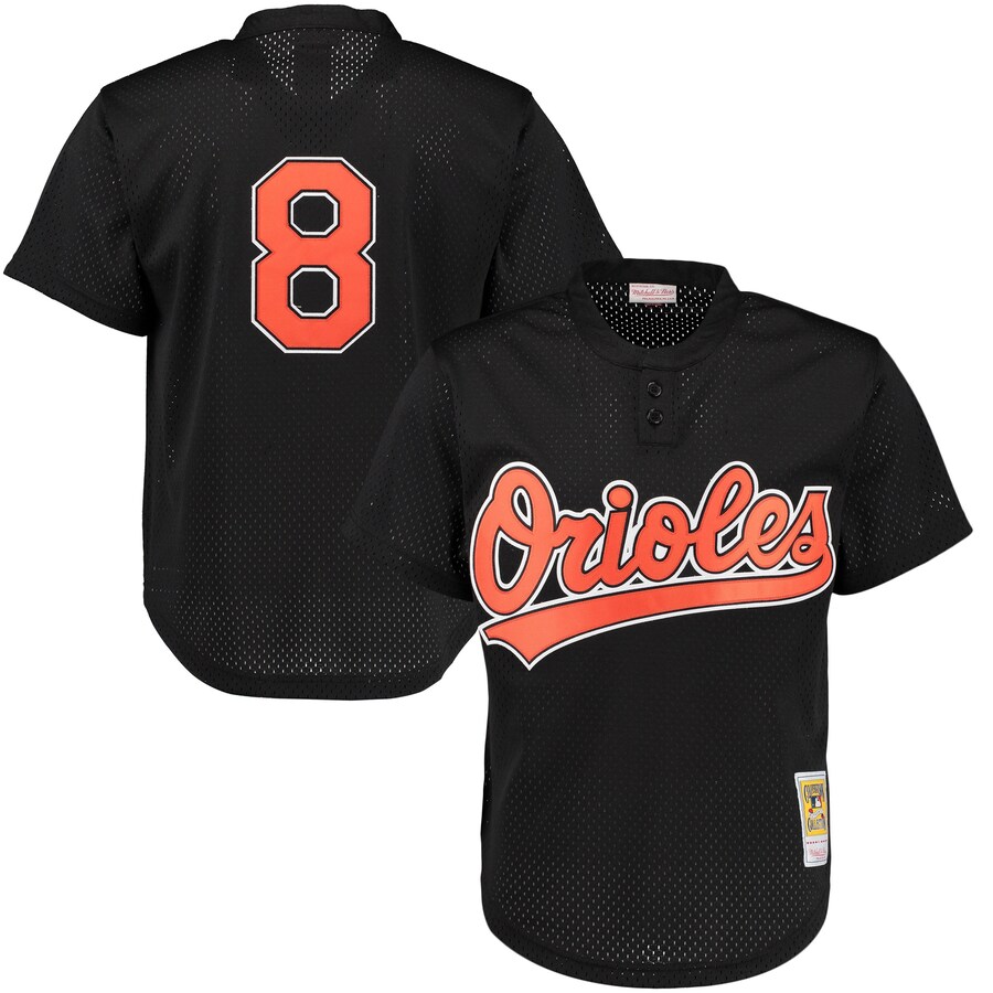 Men's Baltimore Orioles Cal Ripken Jr. Mitchell & Ness Black Cooperstown Mesh Batting Practice Jersey - ujerseystore