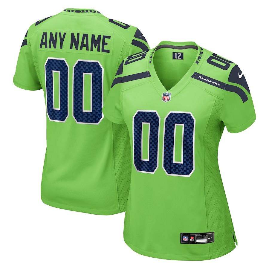 Women's Seattle Seahawks Nike Neon Green Alternate Custom Game Jersey - ujerseystore