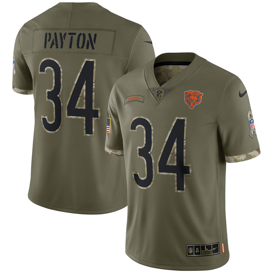 Men's Chicago Bears Walter Payton Nike Olive 2022 Salute To Service Retired Player Limited Jersey - ujerseystore