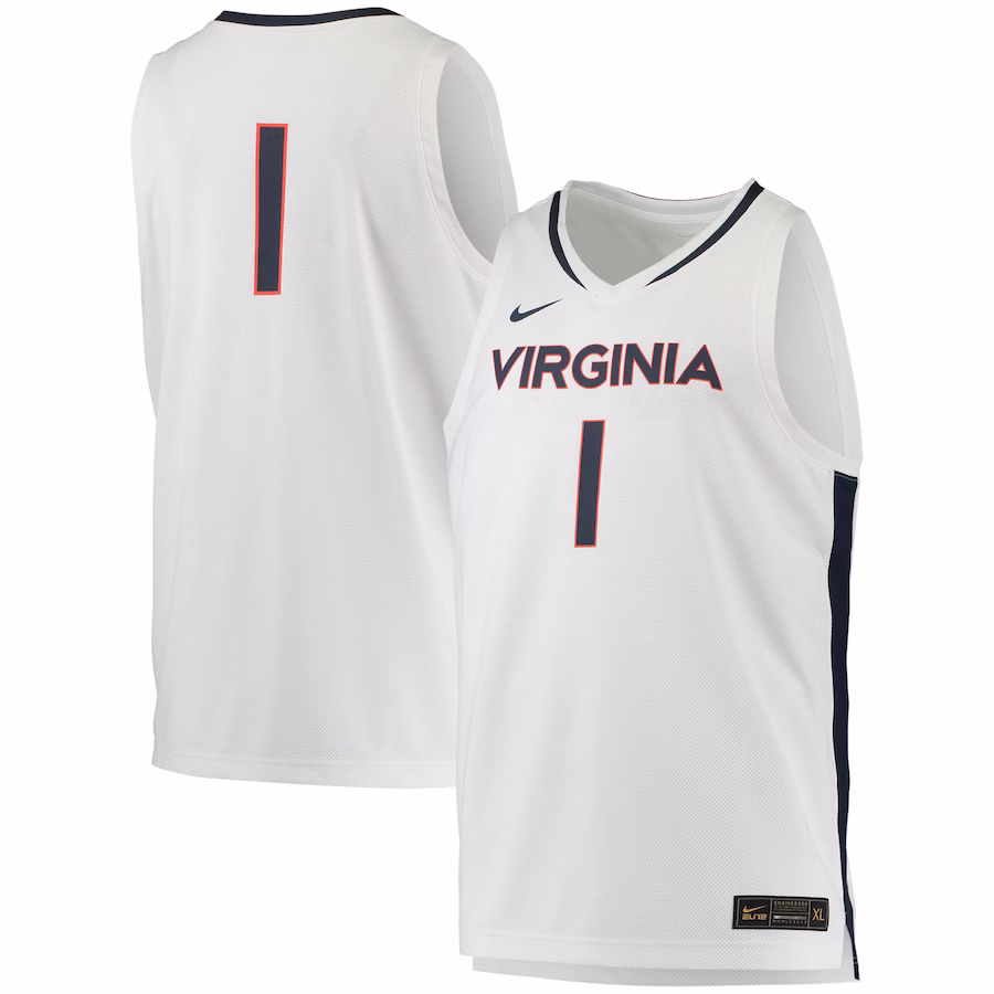 #1 Virginia Cavaliers Nike Replica Basketball Jersey - White - ujerseystore