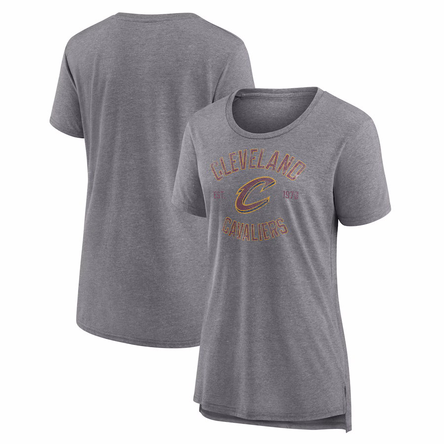 Women's Cleveland Cavaliers Heather Gray Heritage Tri-Blend T-Shirt - ujerseystore