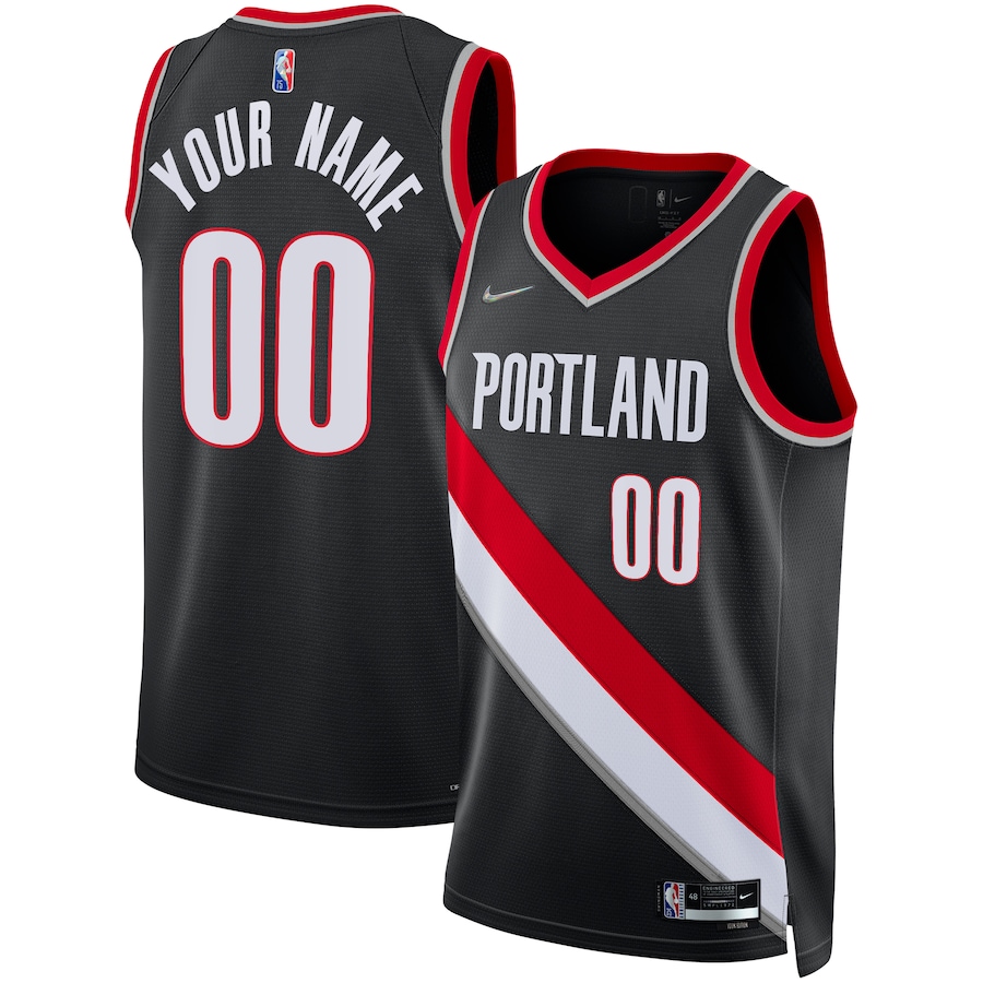 Men's Portland Trail Blazers Nike Black 2021/22 Diamond Swingman Custom Jersey - Icon Edition - ujerseystore