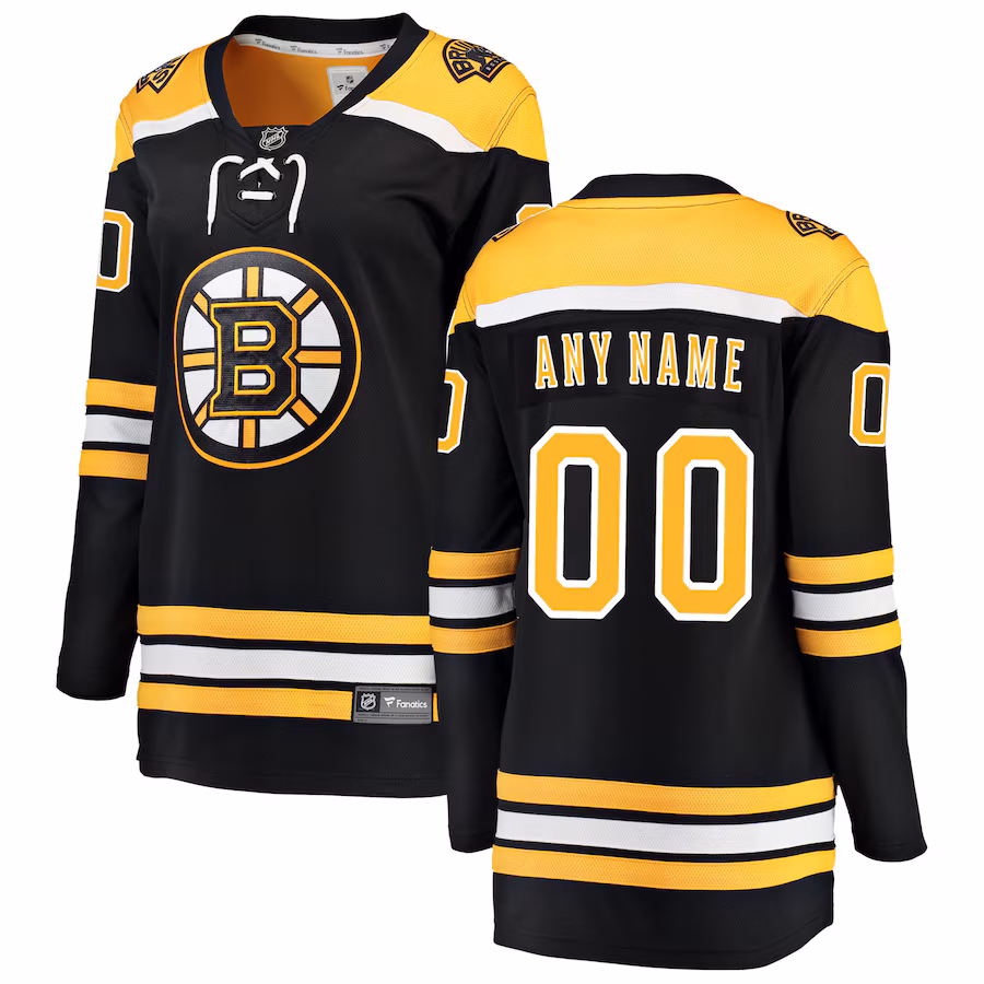 Women's Boston Bruins Fanatics Black Home Breakaway Custom Jersey - ujerseystore