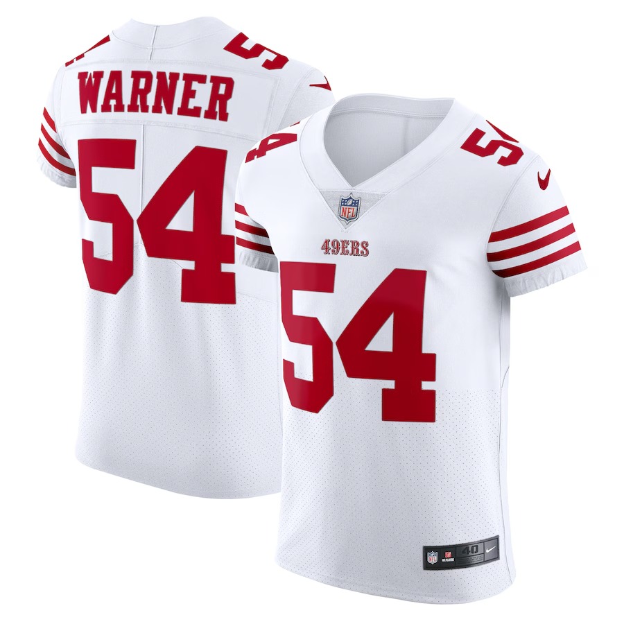 Men's San Francisco 49ers Fred Warner Nike White Vapor Elite Jersey - ujerseystore