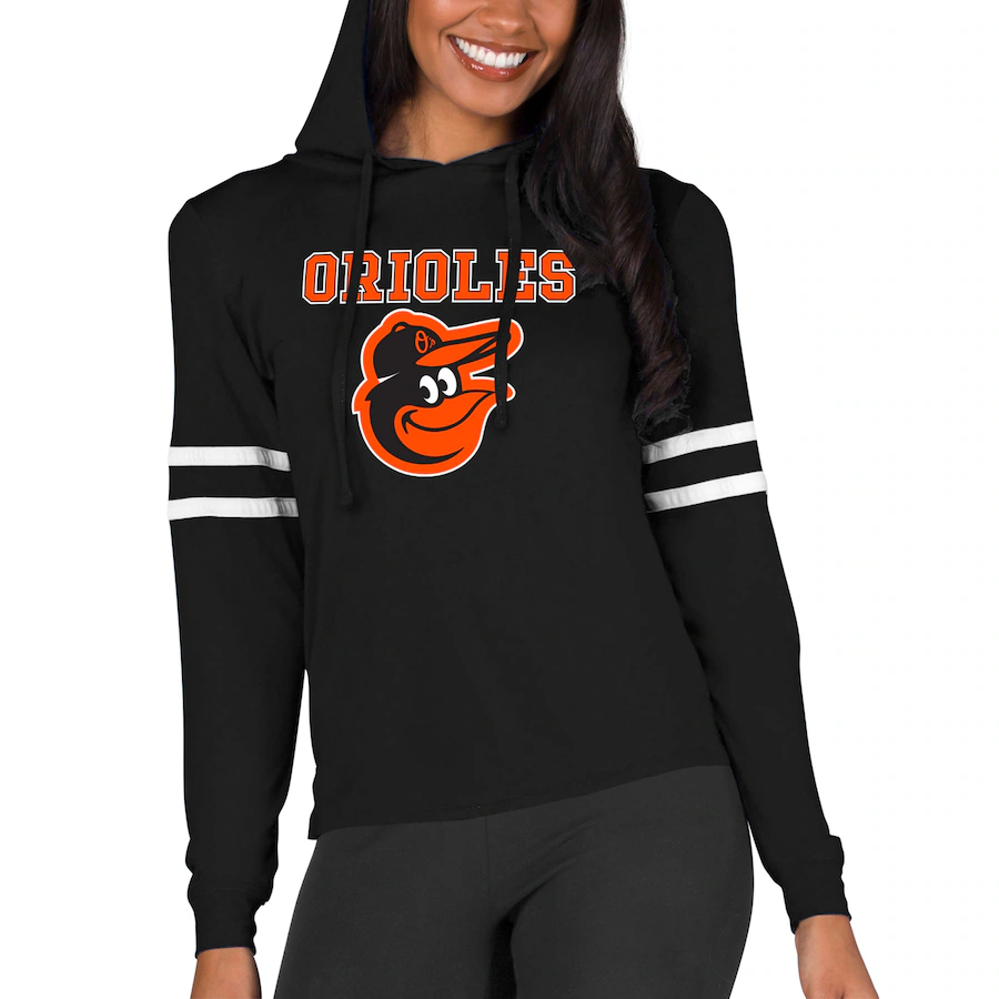Women's Baltimore Orioles Concepts Sport Black Marathon Lightweight Lounge Pullover Hoodie - ujerseystore