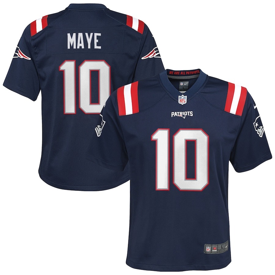 Youth New England Patriots Drake Maye Nike Navy 2024 NFL Draft First Round Pick Player Game Jersey - ujerseystore