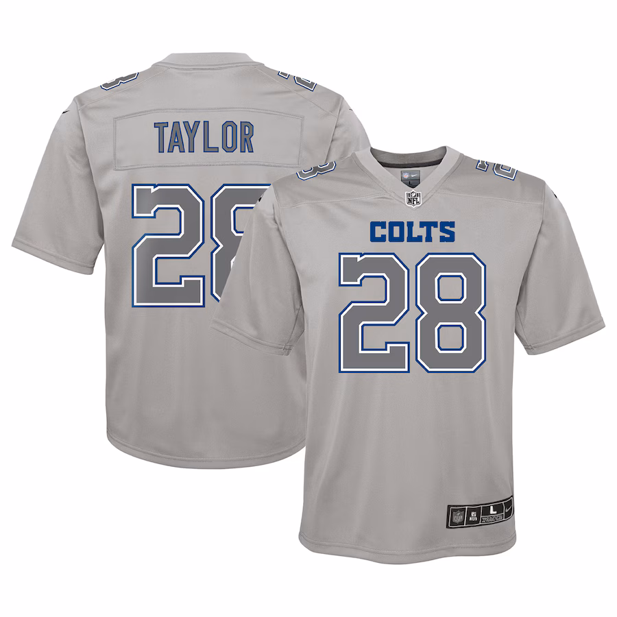 Youth Indianapolis Colts Jonathan Taylor Nike Gray Atmosphere Game Jersey - ujerseystore