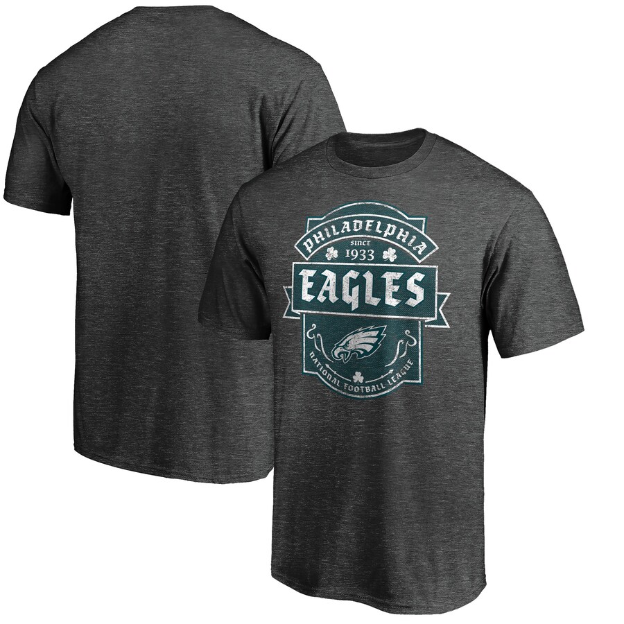 Men's Philadelphia Eagles Heathered Charcoal St. Patrick's Day Celtic T-Shirt - ujerseystore