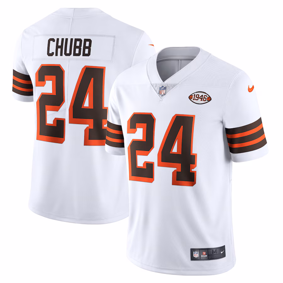 Men's Cleveland Browns Nick Chubb Nike White 1946 Collection Alternate Vapor Limited Jersey - ujerseystore