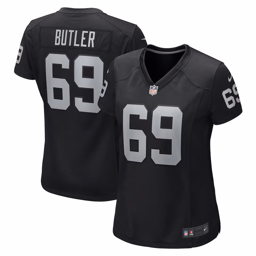 Women's Las Vegas Raiders Adam Butler Nike Black Game Jersey - ujerseystore