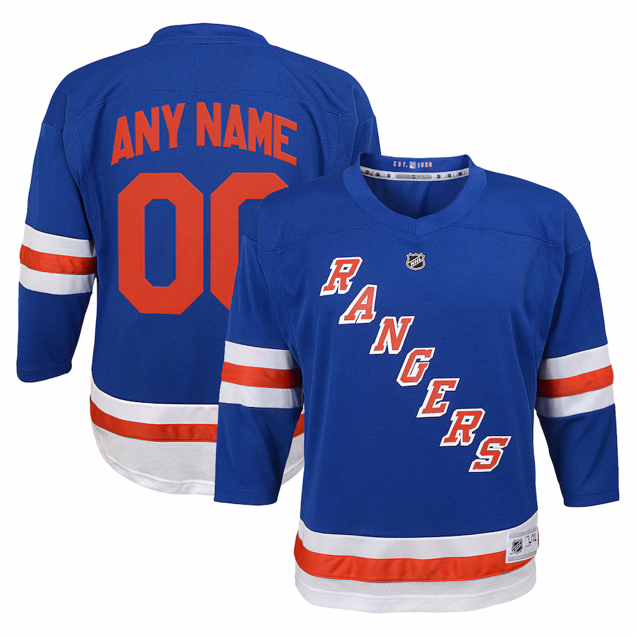 Youth New York Rangers Blue Replica Custom Jersey - ujerseystore